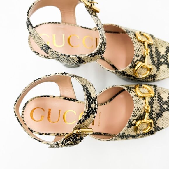 Gucci Baby Horsebit Platform Sandal Python Heels New EU 40 US 10 - Picture 13 of 13